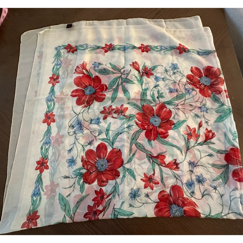 Vtg Tie Rack 100% Polyester Floral Scarf Italy Oversized Shawl Square 54''